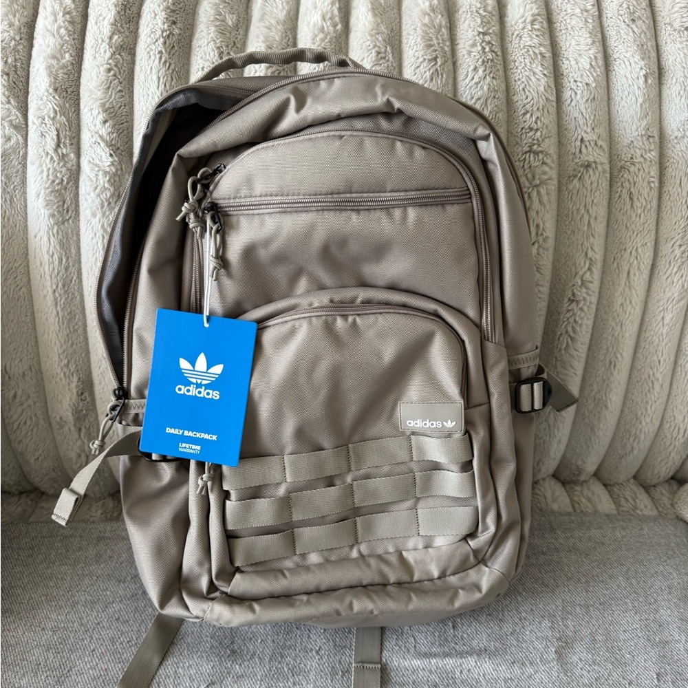 Adidas Taupe Multi-Pocket Backpack
